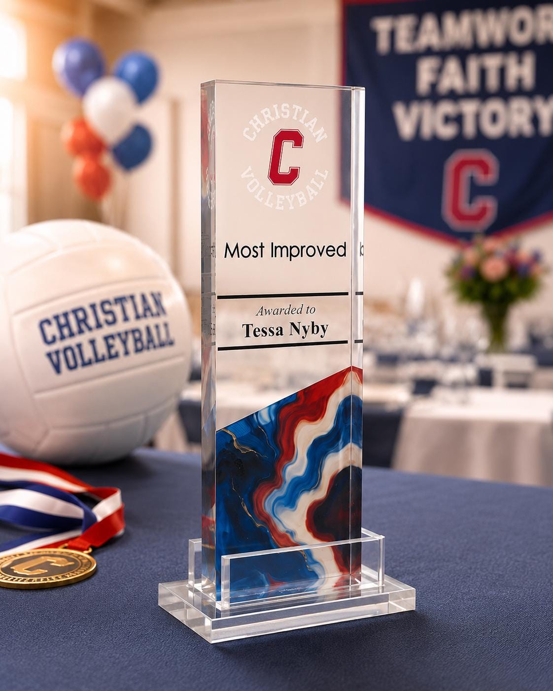 Custom Sports Award Trophy - Personalized Team Banquet Award, Volleyball Basketball Soccer MVP, End of Season Youth Teams Trophies