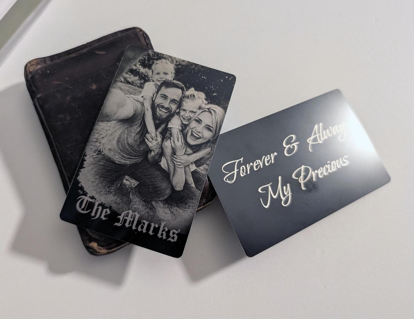 Personalized Photo Wallet Card, Custom Family Photo Metal Card, Laser Engraved Picture Card, Anniversary Gift, Dad Gift, Memorial Photo Card