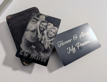 Personalized Photo Wallet Card, Custom Family Photo Metal Card, Laser Engraved Picture Card, Anniversary Gift, Dad Gift, Memorial Photo Card