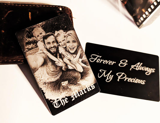 Personalized Photo Wallet Card, Custom Family Photo Metal Card, Laser Engraved Picture Card, Anniversary Gift, Dad Gift, Memorial Photo Card