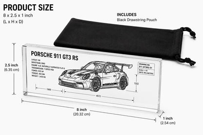 Car Blueprint Acrylic Block, Engraved Sports Car Desk Decor, Gift for Him Car Lover, Supercar Technical Drawing, Garage & Office Display