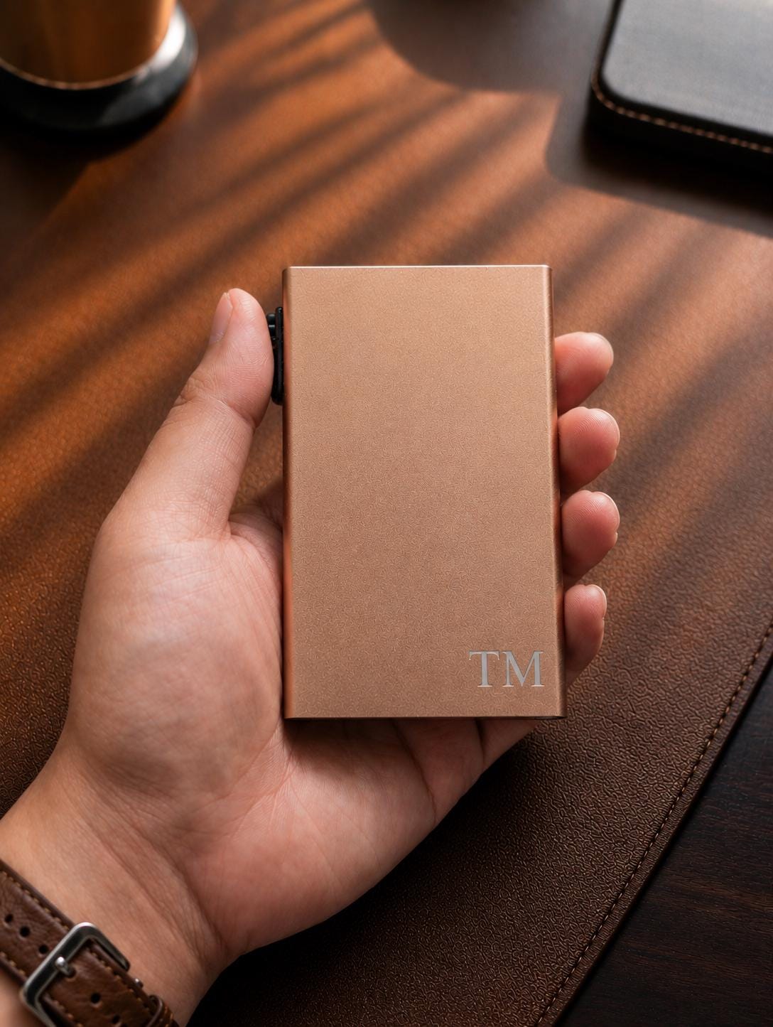 Personalized Card Holder for Her, Custom Monogram RFID Wallet Women, Slim Rose Gold Metal Card Case, Bridesmaid Gift, Gift for Mom Wife