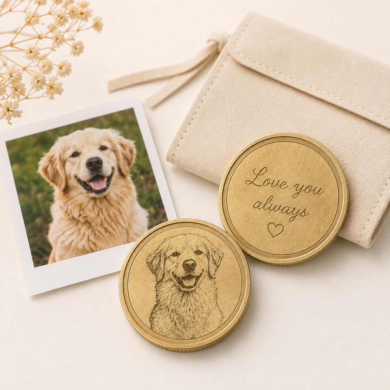 Personalized Brass Coin, Custom Photo or Text Engraved Keepsake, Pocket Token Gift