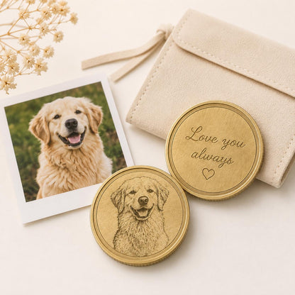 Personalized Brass Coin, Custom Photo or Text Engraved Keepsake, Pocket Token Gift