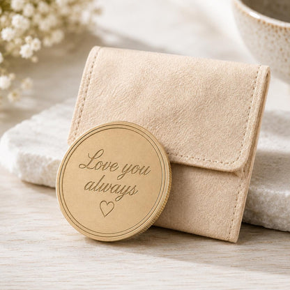 Personalized Brass Coin, Custom Photo or Text Engraved Keepsake, Pocket Token Gift