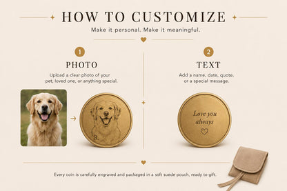 Personalized Brass Coin, Custom Photo or Text Engraved Keepsake, Pocket Token Gift